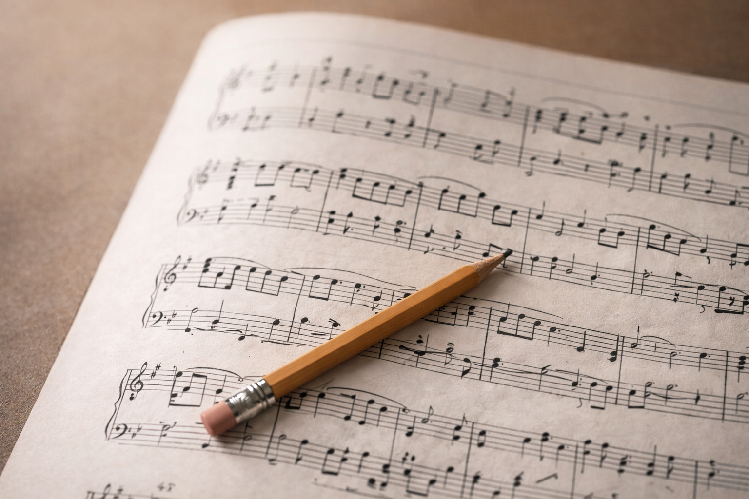 Music notation on a staff